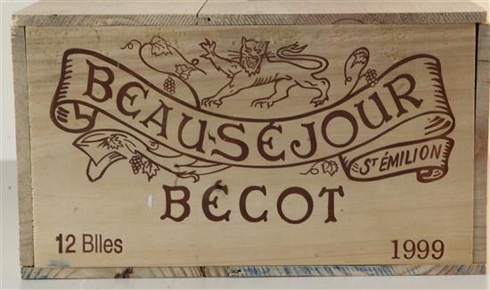 A case of twelve bottles of Chateau Beau-Sejour Becot, 1999.